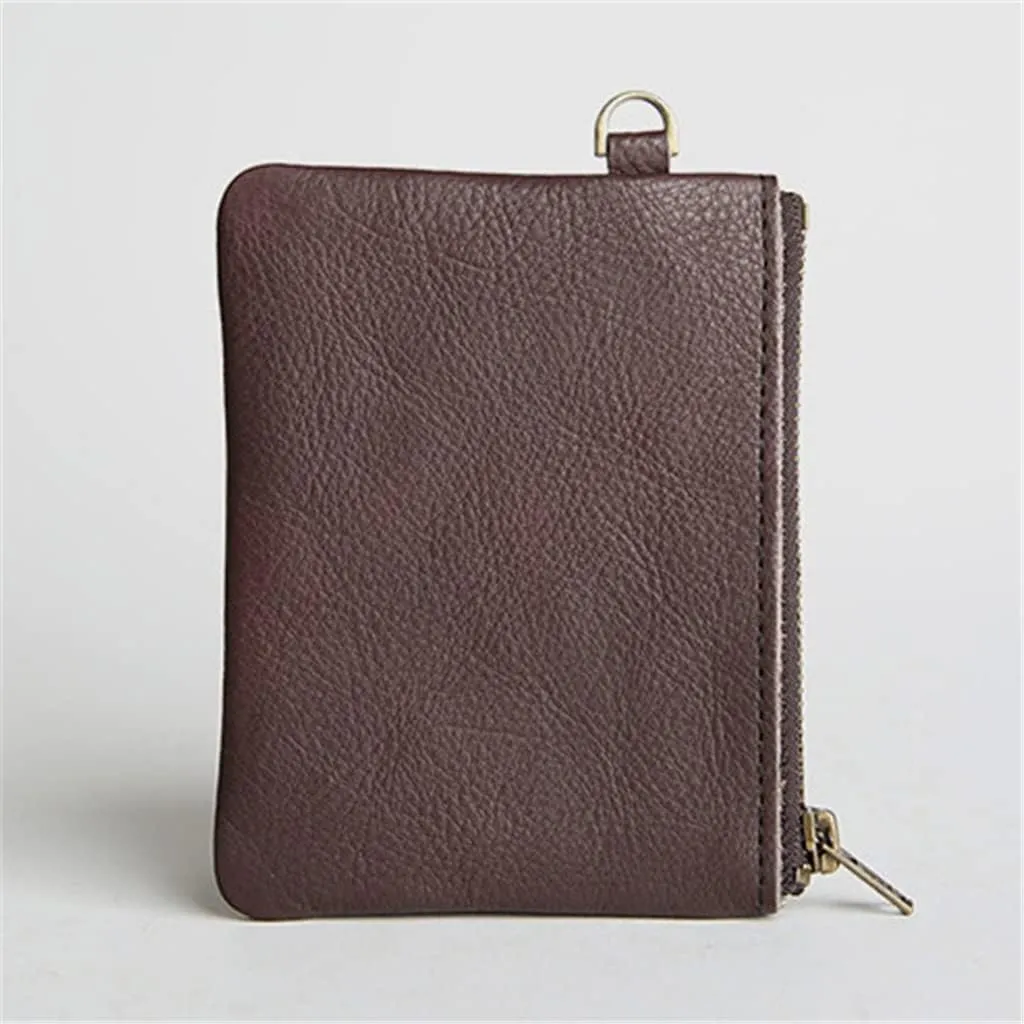 Vintage Casual Leather Wallet Men's Short Money Bag Layer Cowhide Zip Small Storage Bag