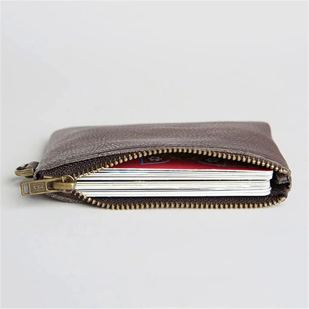 Vintage Casual Leather Wallet Men's Short Money Bag Layer Cowhide Zip Small Storage Bag