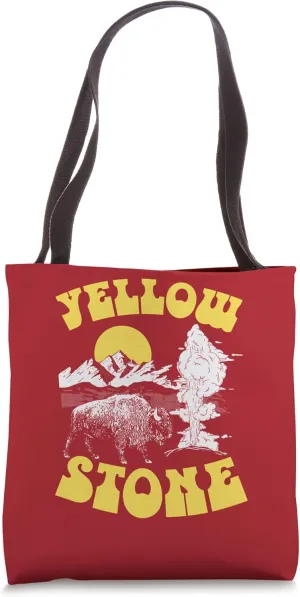 Vintage Eighties Yellowstone Park Bison Old Faithful Geyser Tote Bag
