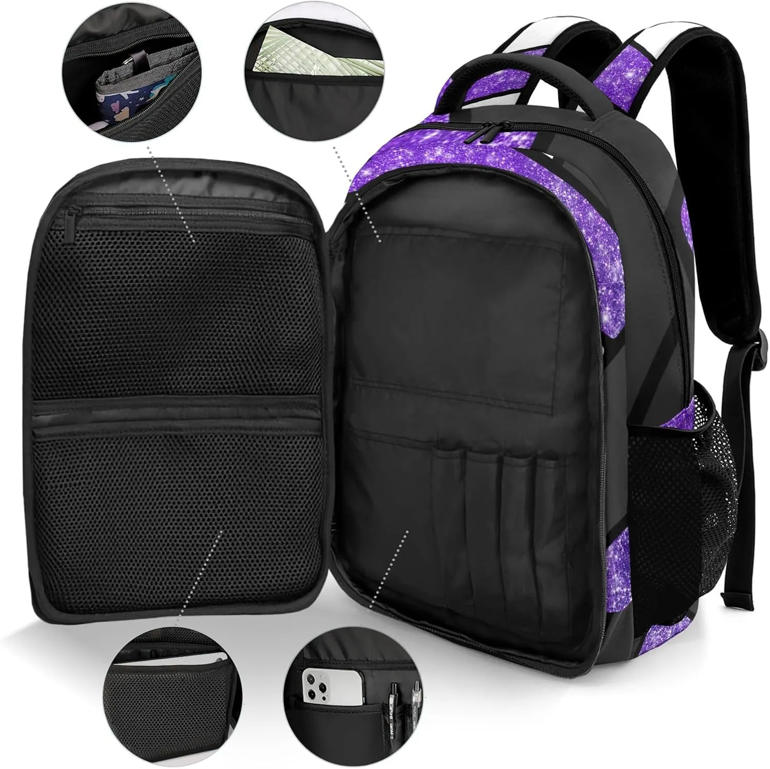 Volleyball Purple Print School Backpack Laptop Bag for Woman Man Gift