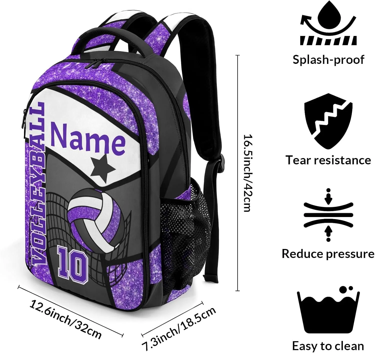 Volleyball Purple Print School Backpack Laptop Bag for Woman Man Gift