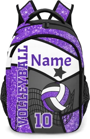 Volleyball Purple Print School Backpack Laptop Bag for Woman Man Gift