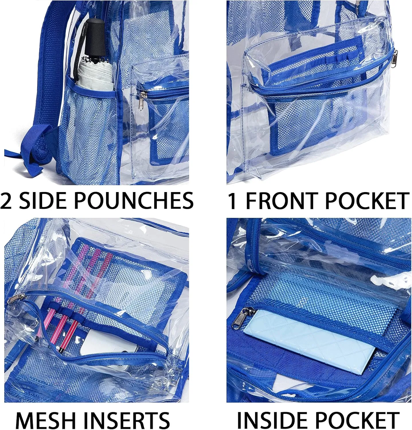 Vorspack Clear Backpack Heavy Duty PVC Transparent Backpack with Reinforced Strap for College Workplace