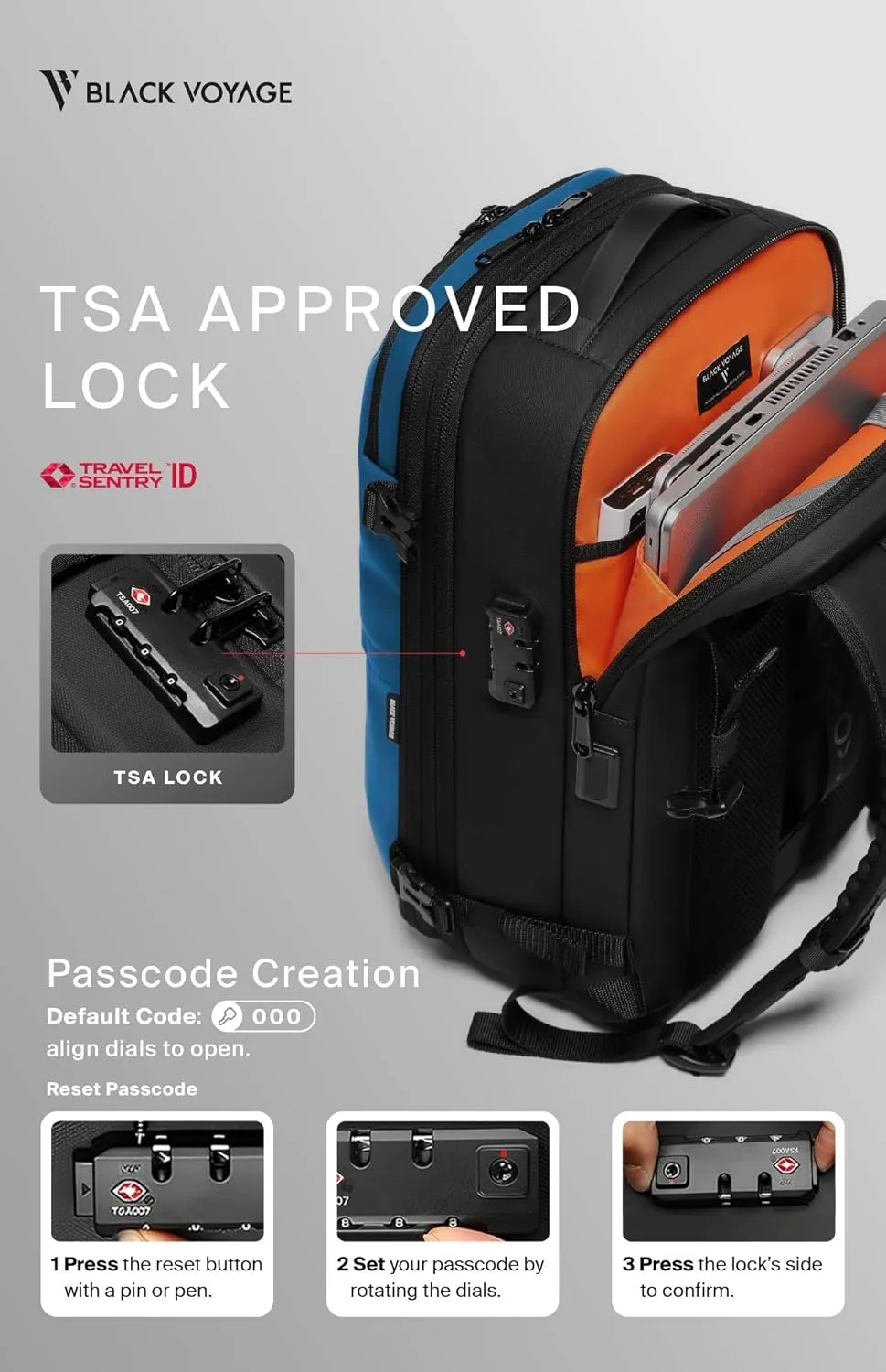 Vortex Vacuum Seal Travel Backpack 60L Exapandable Air Compression System Water Resistant TSA Lock Carry-On Suitcase Luggage Black AERO - Vacuum Pump Included