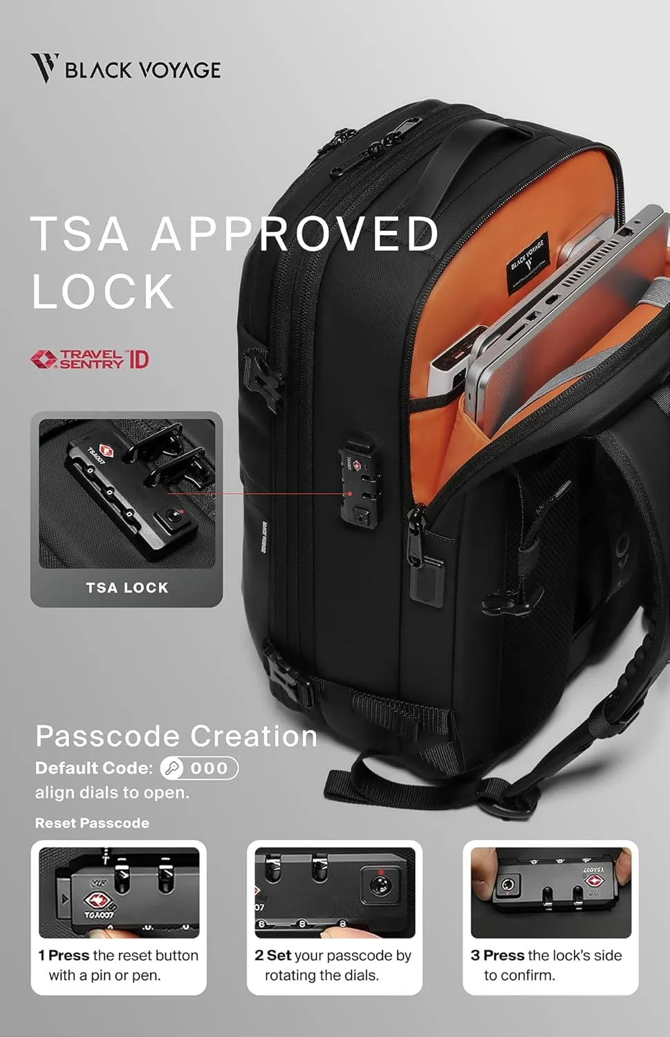 Vortex Vacuum Seal Travel Backpack 60L Exapandable Air Compression System Water Resistant TSA Lock Carry-On Suitcase Luggage Black Zephyr - Vacuum Pump Included