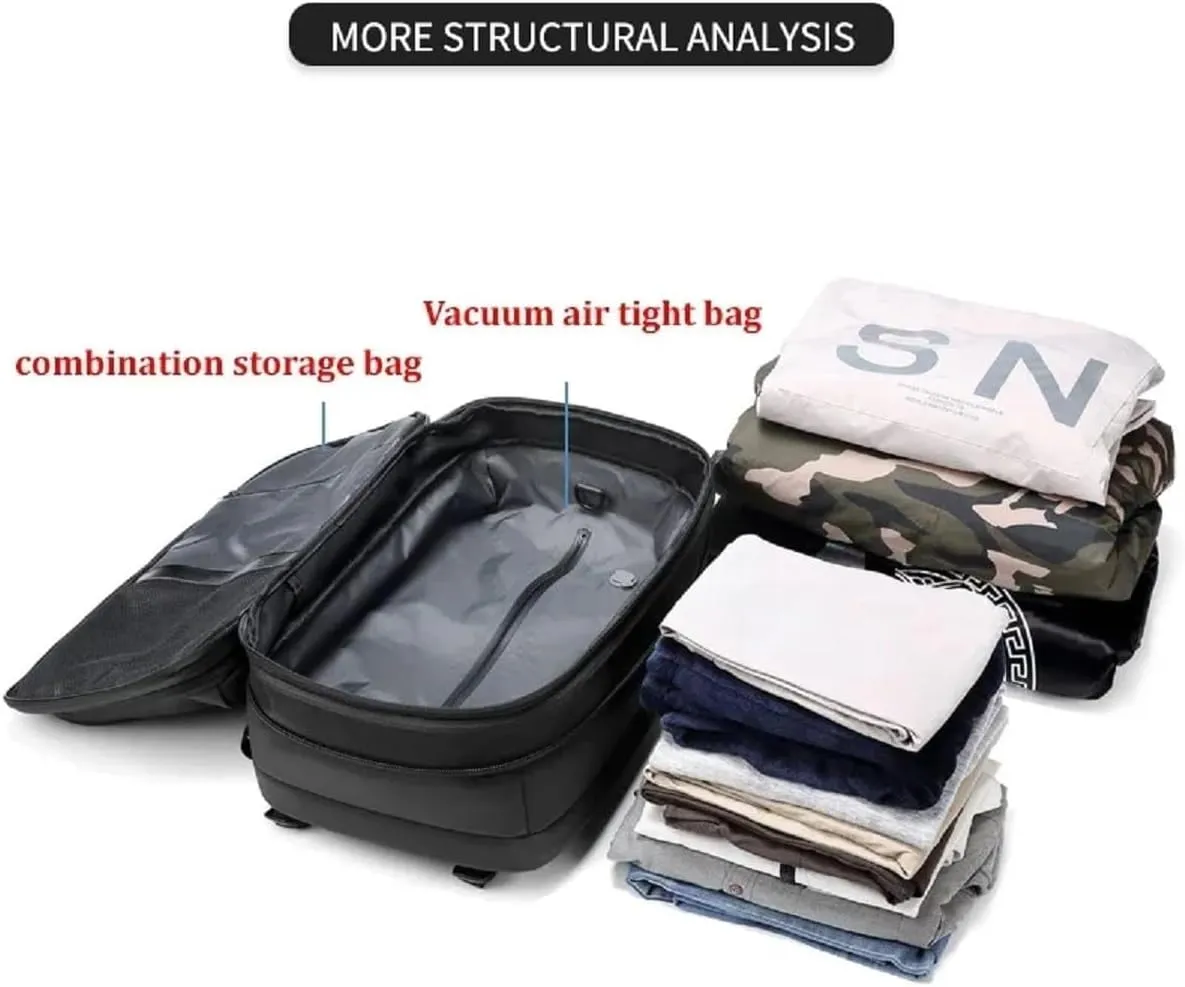 Voyage Vac Backpack with Air Pump, Expandable Multifunctional Large Capacity Backpack,60L Expandable Waterproof (Blue)