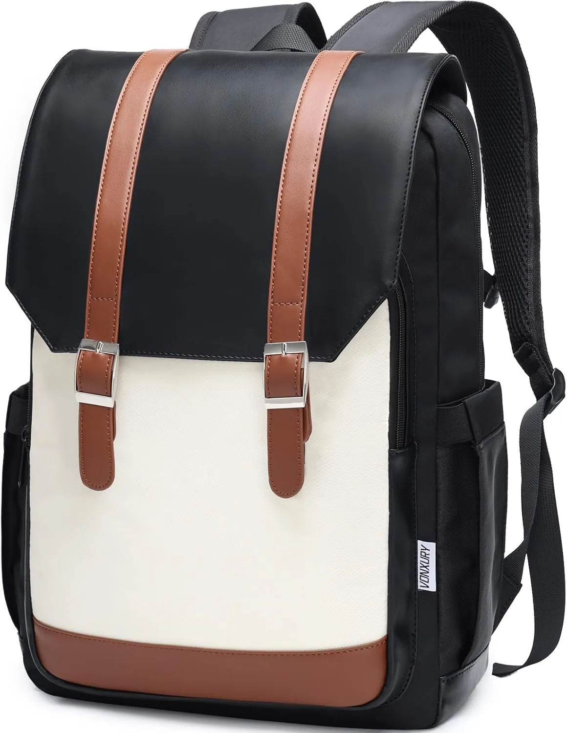 VX VONXURY Backpack for Women, 15.6 Inch Laptop Bag Anti-theft Backpack for Work Travel (Black and White)