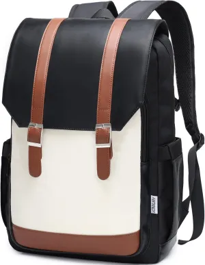 VX VONXURY Backpack for Women, 15.6 Inch Laptop Bag Anti-theft Backpack for Work Travel (Black and White)