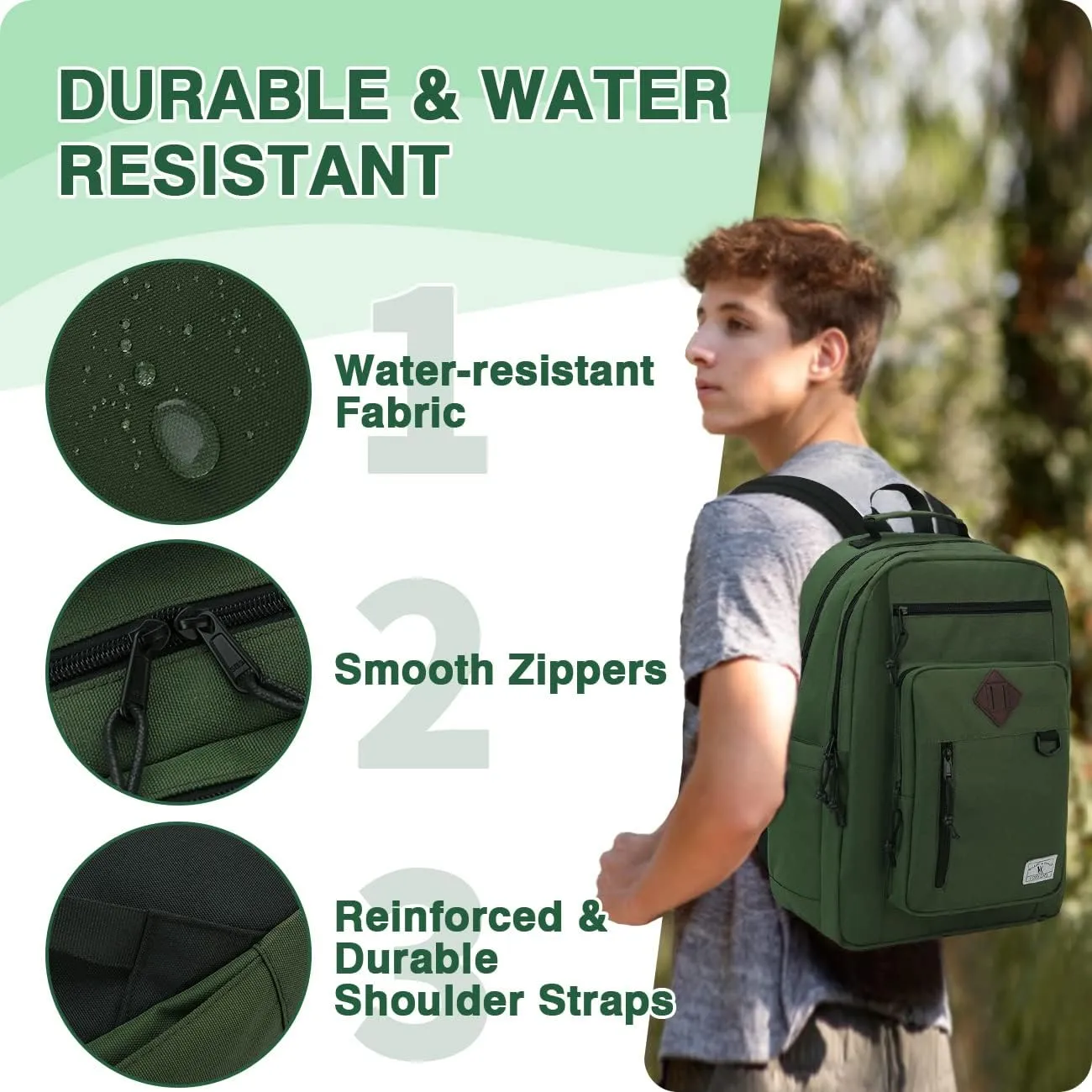 VX VONXURY School Backpack Water Resistant 15 Inch Boys Girls Bookbag Schoolbag Casual Daypack with Double Comparments