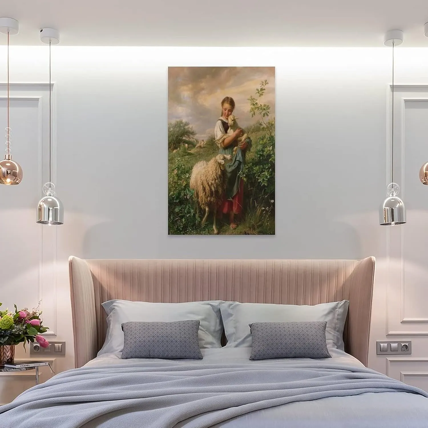 Wall Art Prints Johann Hofner The Shepherdess 1866 Oil Painting On Canvas Wall Art Paintings Canvas Wall Decor Home Decor Living Room Decor Aesthetic 24x36inch(60x90cm) Frame