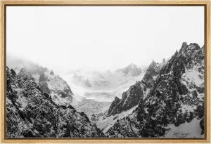 wall26 Framed Canvas Print Wall Art Black and White Snowy Mountain Range Nature Wilderness Photography Modern Rustic Scenic Multicolor for Living Room, Bedroom, Office - 24x36 Natural