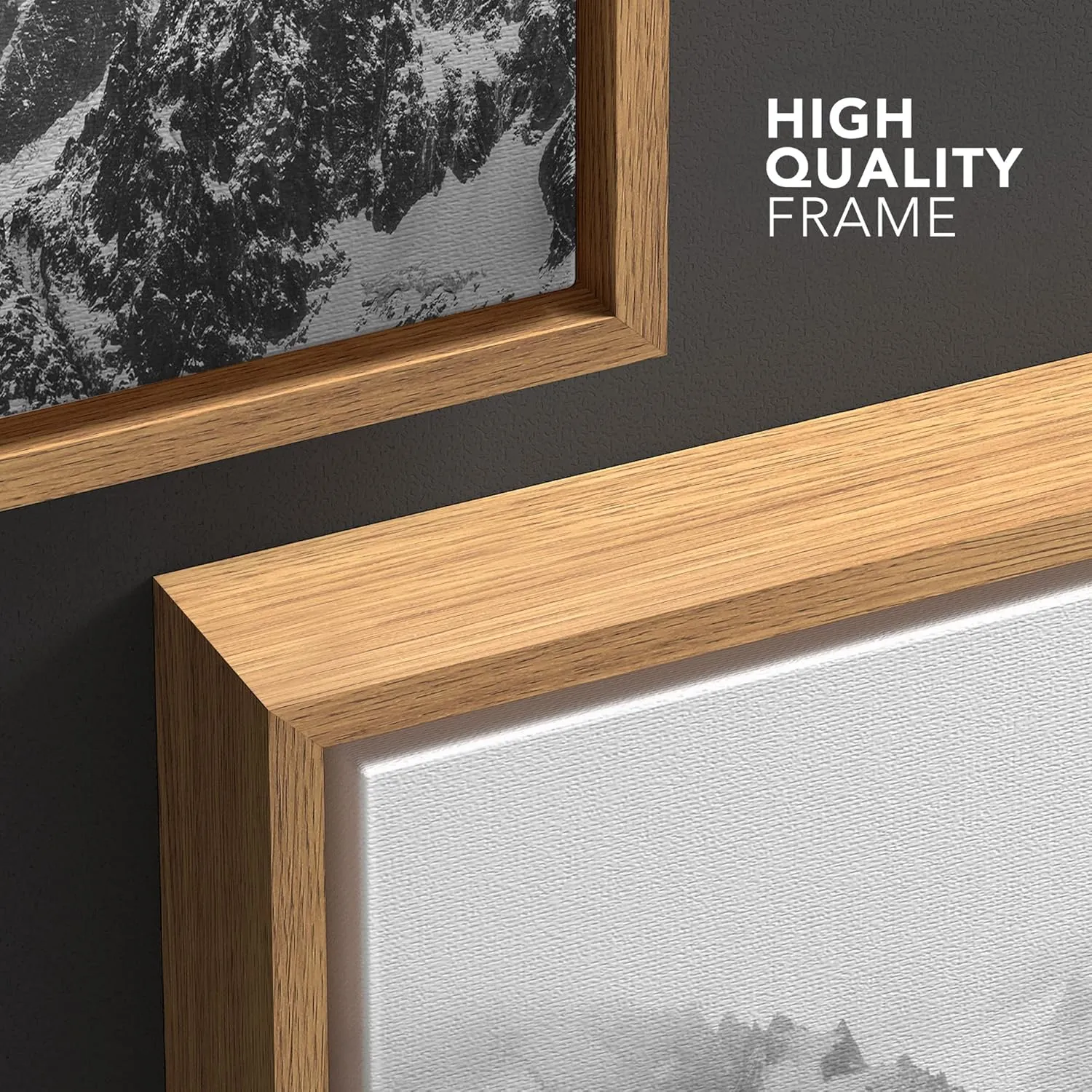 wall26 Framed Canvas Print Wall Art Black and White Snowy Mountain Range Nature Wilderness Photography Modern Rustic Scenic Multicolor for Living Room, Bedroom, Office - 24x36 Natural