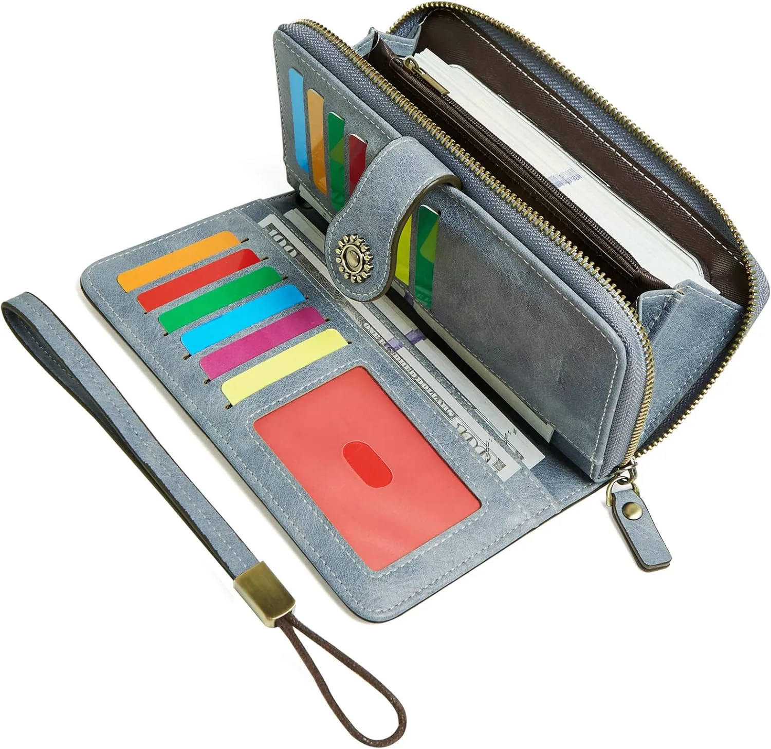 Wallet for Women RFID Blocking Leather Large Capacity Card Holder Ladies Phone Clutch Travel Long Purse Wristlet