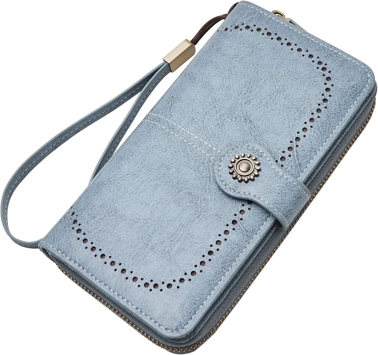 Wallet for Women RFID Blocking Leather Large Capacity Card Holder Ladies Phone Clutch Travel Long Purse Wristlet