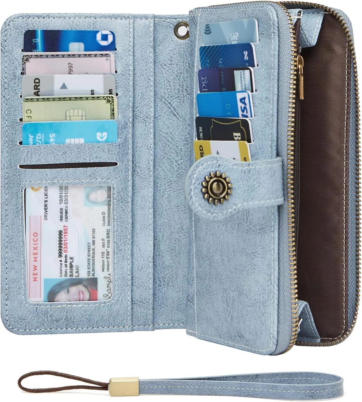 Wallet for Women RFID Blocking Leather Large Capacity Card Holder Ladies Phone Clutch Travel Long Purse Wristlet