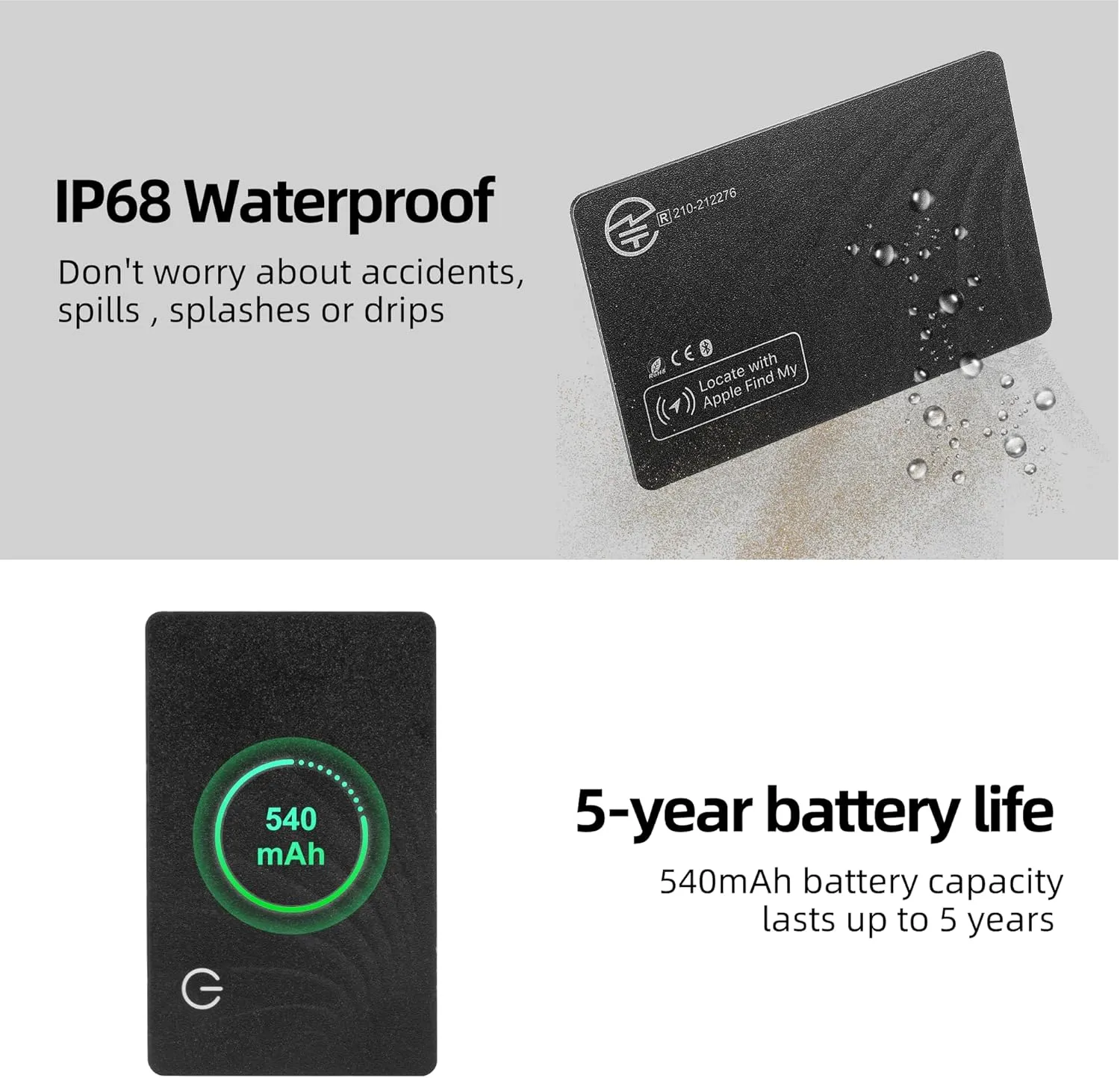 Wallet Tracker Card Jocular Wallet Tracker Finder Work with Apple Find My (iOS Only) GPS Smart Card Tracker 2mm Thickness, IP68 Waterproof, 5-Year Battery Life for Wallet,Bag,Purse, Passport,etc
