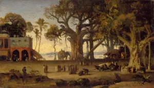WALLKiART Abstract Painting Posters Art Prints Canvas Painting Artwork Moonlit Scene of Indian Figures by Johan Zoffany Prints on Canvas for Home Decor 60x90cm