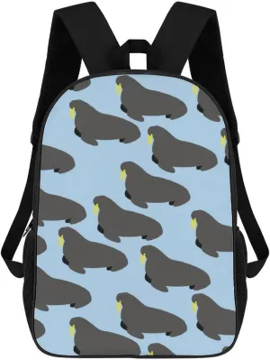 Walrus Animal Ocean Pattern Backpack for Worker Business Hiking Travel Bag Shoulders Bag