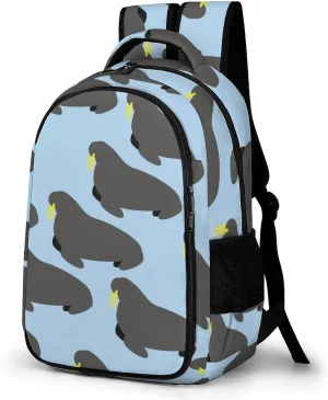 Walrus Animal Ocean Pattern Backpack for Worker Teacher Business Hiking Travel Bag Shoulders Bag