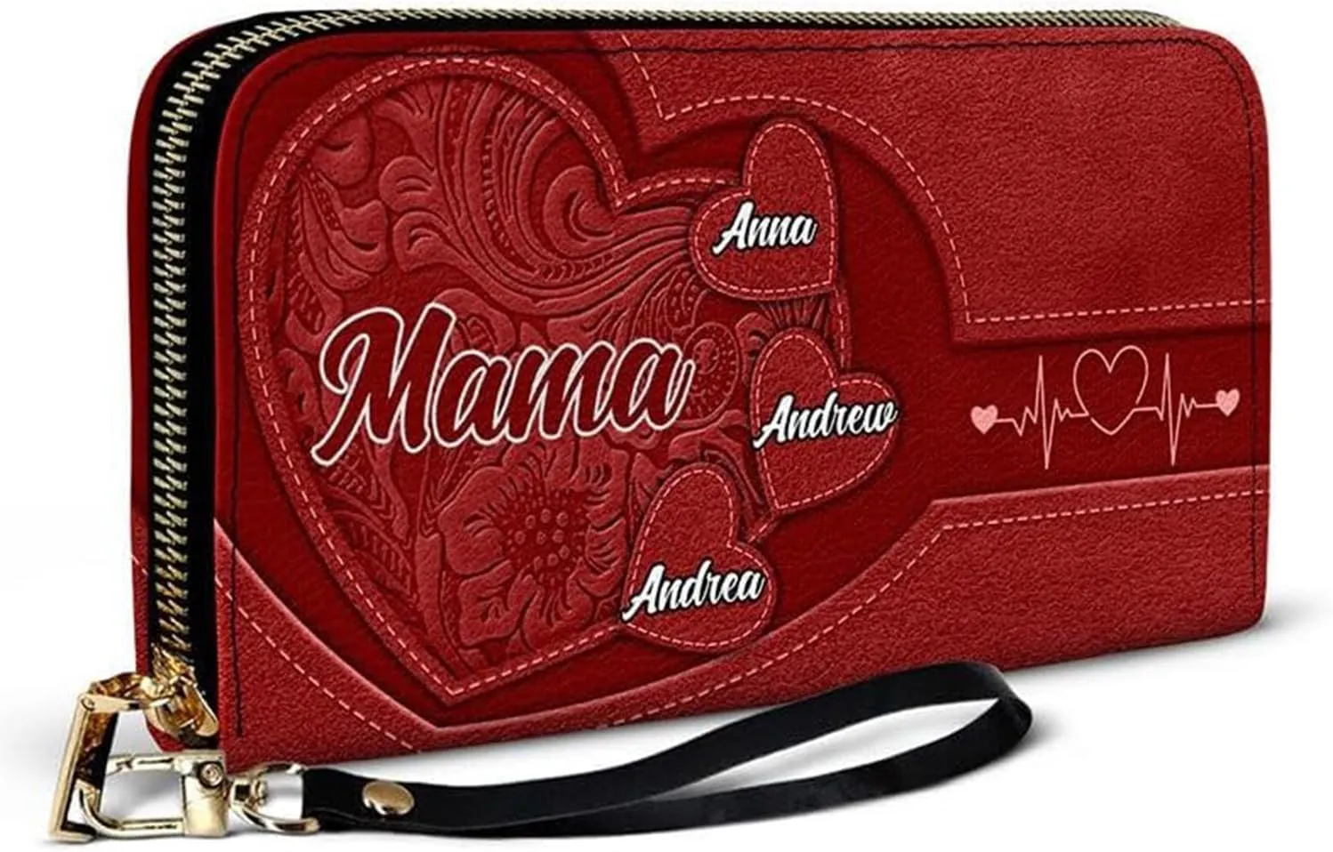 WANDER PRINTS Mothers Day Gifts - Personalized Leather Long Wallet - Birthday, Loving Gift For Grandmother, Mother, Mom - Grandma's Little Sweethearts