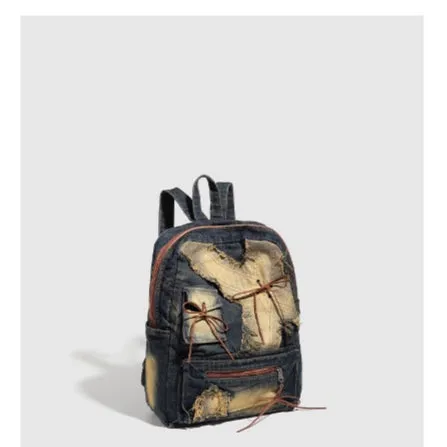 Washed Denim Retro Backpack