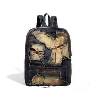 Washed Denim Retro Backpack