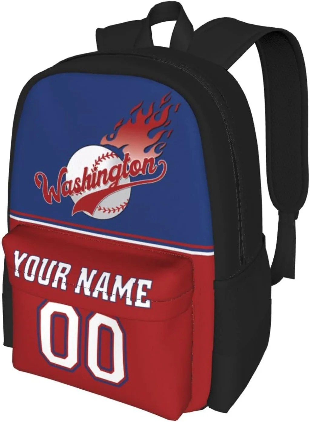 Washington Backpack,Custom Baseball Sports Backpack With Name And Number,Personalized High Capacity Casual Laptop Bag Travel Bag Gifts For Fans Men Women