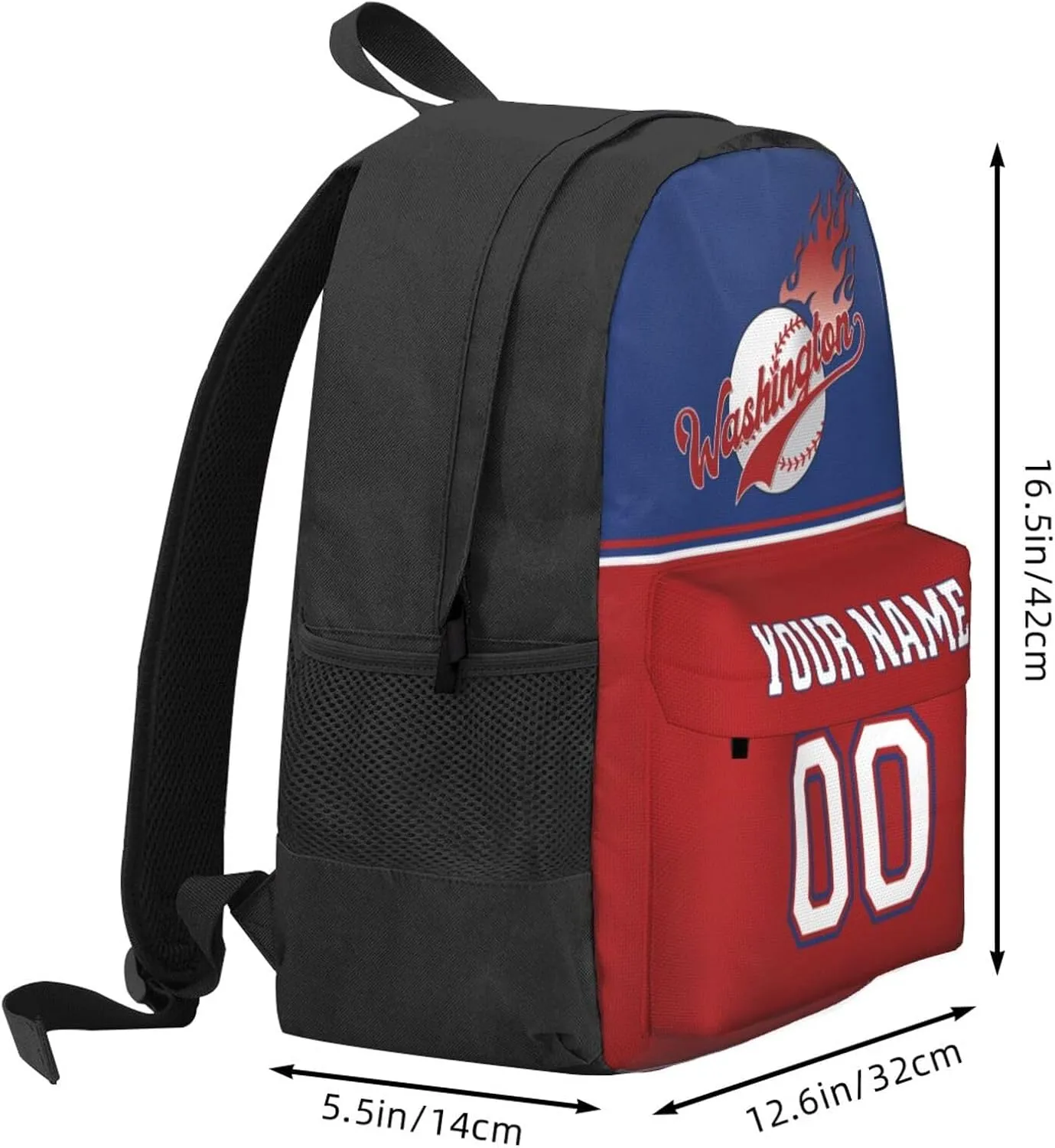 Washington Backpack,Custom Baseball Sports Backpack With Name And Number,Personalized High Capacity Casual Laptop Bag Travel Bag Gifts For Fans Men Women