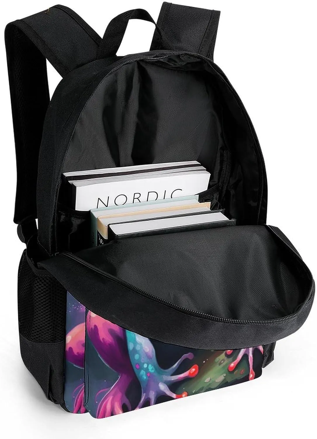 Watercolor Frogs Art Daypack Backpack Polyester Multipurpose Anti-Theft Shoulder Bag Big Capacity Gym Outdoor Hiking Backpack With Smooth Zippers