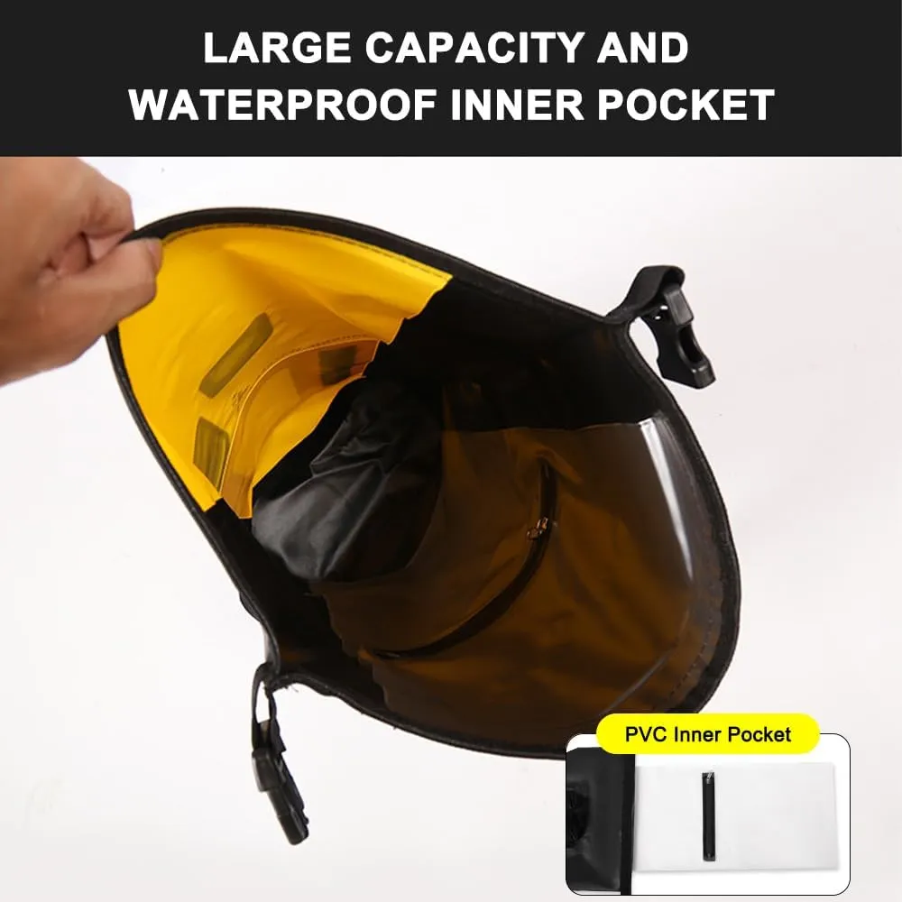 Waterproof Backpack Heavy Duty Roll-Top Closure Swim Bag with Front-Zipper Pocket