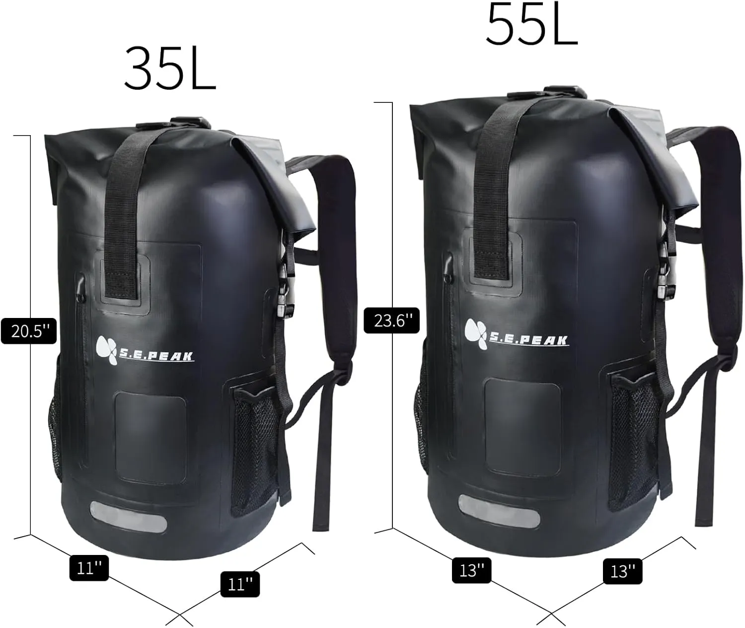 Waterproof Dry Bag Backpack IPX6, Roll-Top Closure Bag Boating & Kayak Accessories - Essentials for Camping Swimming Beach Fishing Rafting Travel, Black