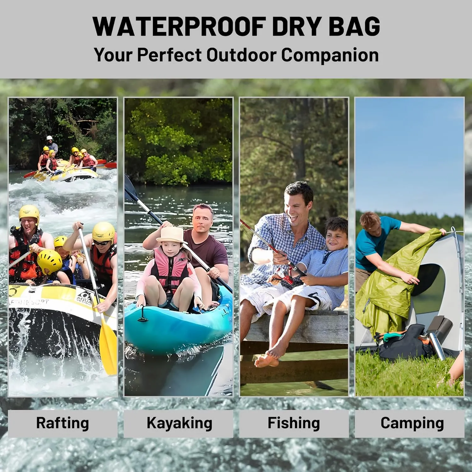 Waterproof Dry Bag,Roll Top Summer Ocean Coastal Beach Sea Waves Waterproof Backpack 5L/10L/20L Floating and Lightweight Bags for Kayaking, Boating, Swimming and Camping with Waterproof Phone Case