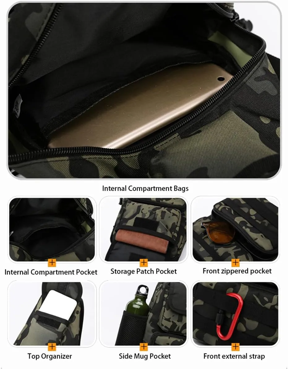 Waterproof Fly Fishing Sling Pack, Waterproof Fishing Tackle Bag Backpack Oxford Cloth Chest Shoulder (khaki)