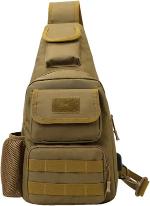 Waterproof Fly Fishing Sling Pack, Waterproof Fishing Tackle Bag Backpack Oxford Cloth Chest Shoulder (khaki)