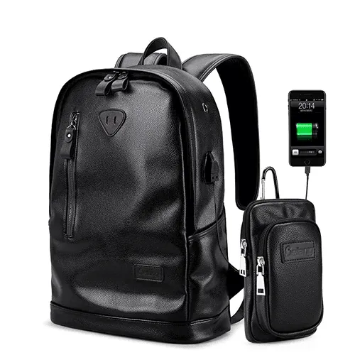 Waterproof Leather Backpack for Man