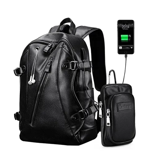 Waterproof Leather Backpack for Man