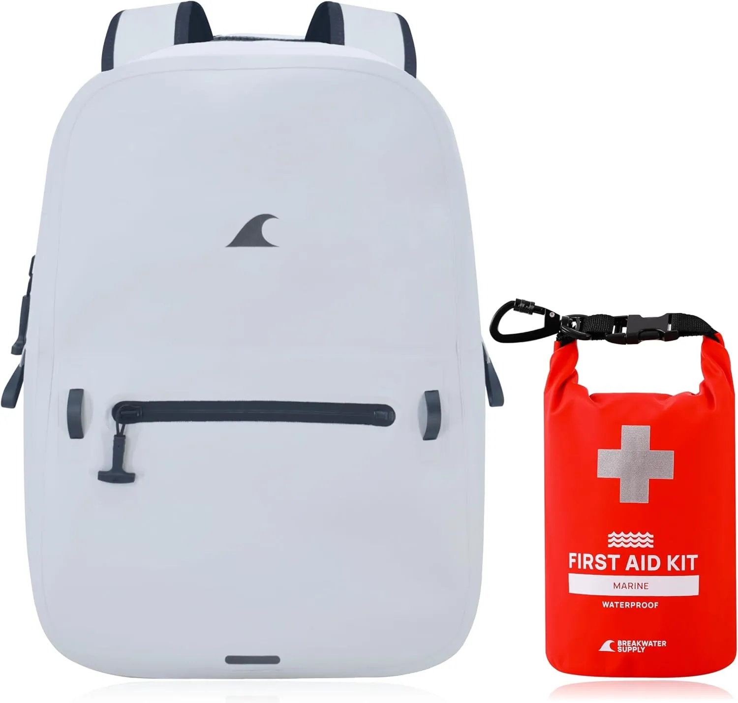 Waterproof Preparedness Pack, IP68 Submersible Airtight Backpack and Waterproof Marine First Aid Kit for Boating, Fishing, Kayaking (Fogland Lite 15L Fog White)