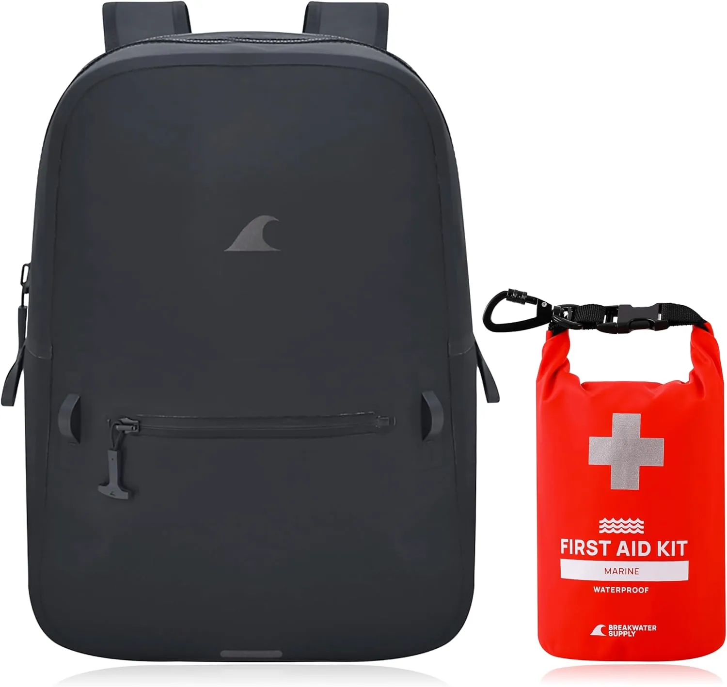 Waterproof Preparedness Pack, IP68 Submersible Airtight Backpack and Waterproof Marine First Aid Kit for Boating, Fishing, Kayaking (Fogland Lite 15L Stealth Black)