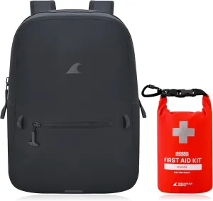 Waterproof Preparedness Pack, IP68 Submersible Airtight Backpack and Waterproof Marine First Aid Kit for Boating, Fishing, Kayaking (Fogland Lite 15L Stealth Black)
