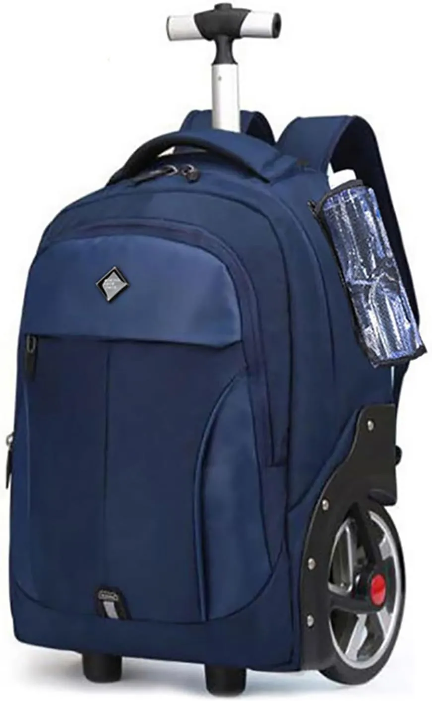 Waterproof Rolling Backpack, Backpack with Wheels for Business and Travel Commuter, Carry on Backpack with Laptop Compartment for Women and Men Adult (Blue, 20inch)