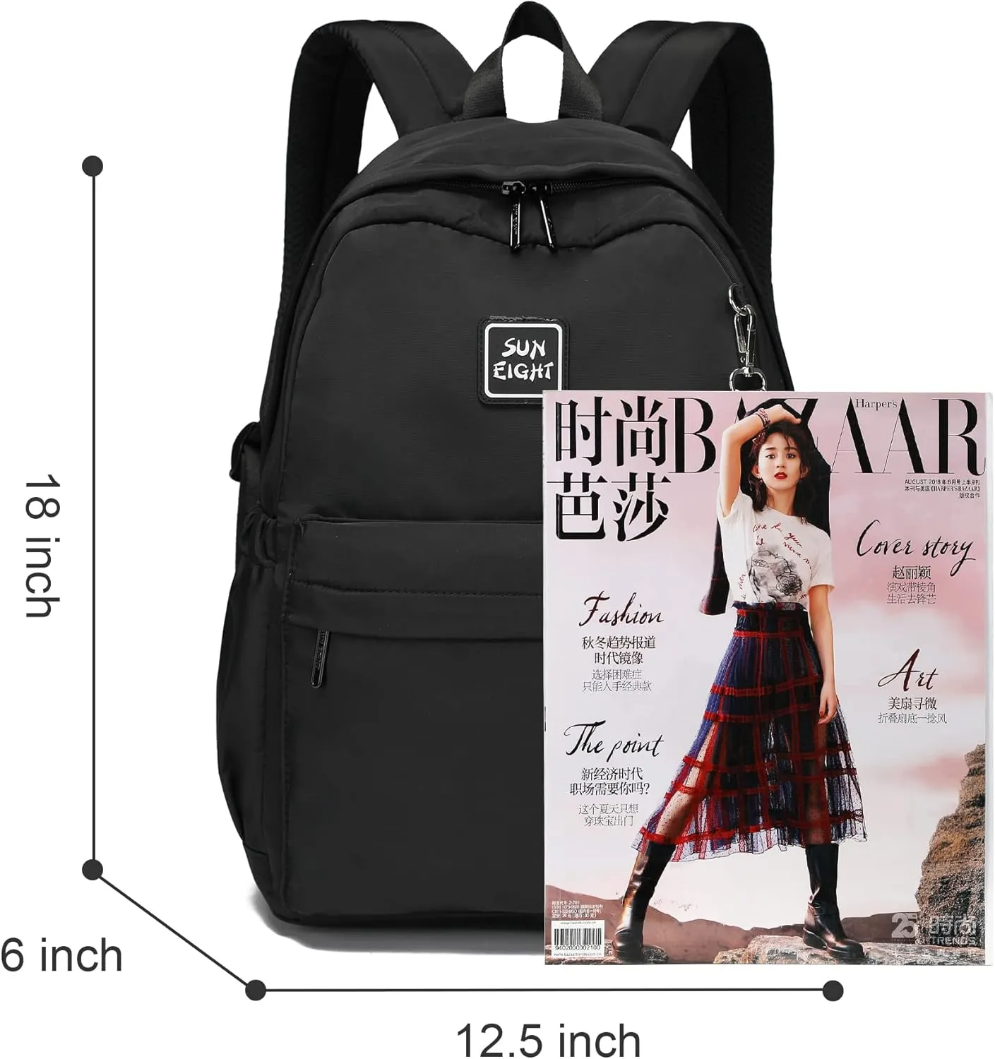 Waterproof School Backpack Girls and Boys 6-18 Years Large Capacity Lightweight Bookbag for Elementary to High School Durable Travel Backpack with Adjustable Straps 30L(Black)