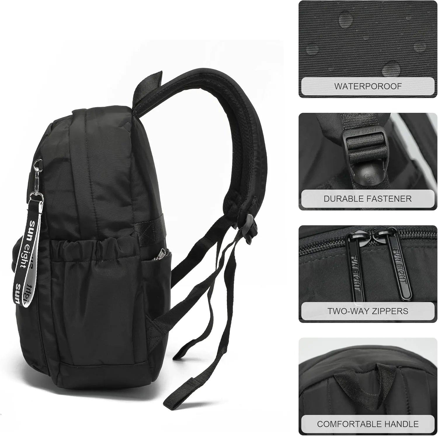 Waterproof School Backpack Girls and Boys 6-18 Years Large Capacity Lightweight Bookbag for Elementary to High School Durable Travel Backpack with Adjustable Straps 30L(Black)