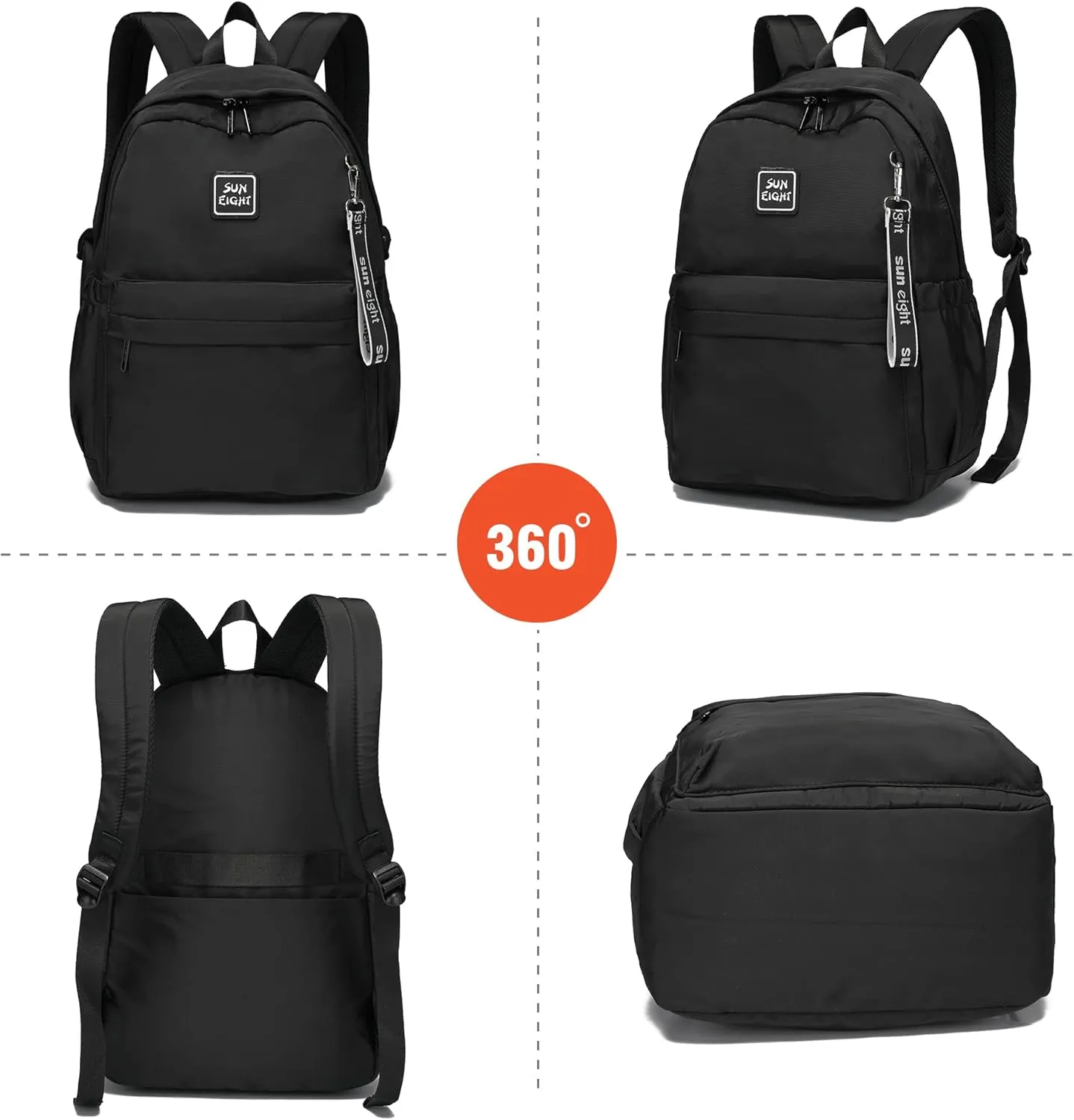 Waterproof School Backpack Girls and Boys 6-18 Years Large Capacity Lightweight Bookbag for Elementary to High School Durable Travel Backpack with Adjustable Straps 30L(Black)