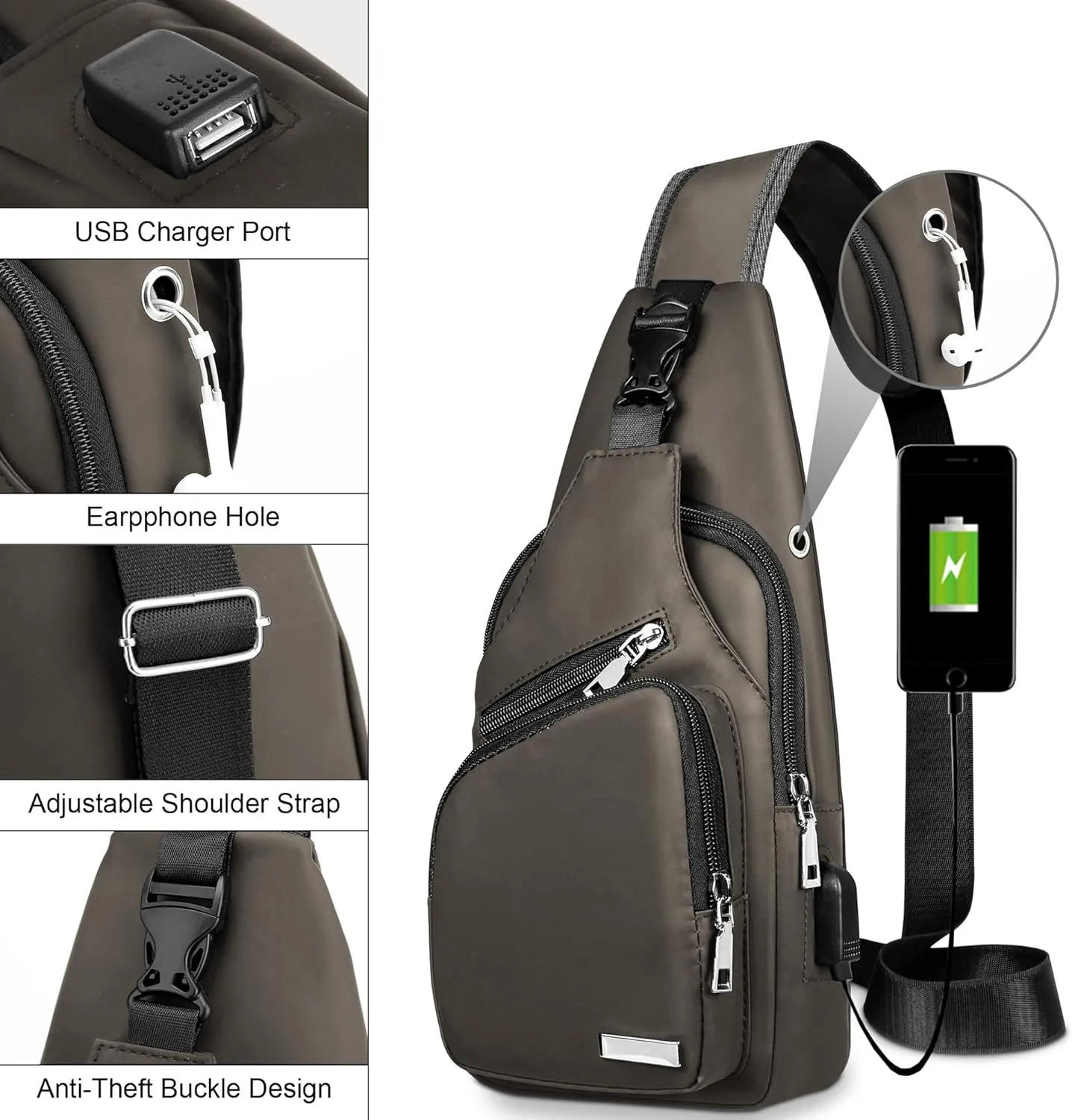 Waterproof Sling Bag Crossbody Backpack for Men Women Sling Backpack Hiking Daypack Multipurpose Cross Body Chest Bag