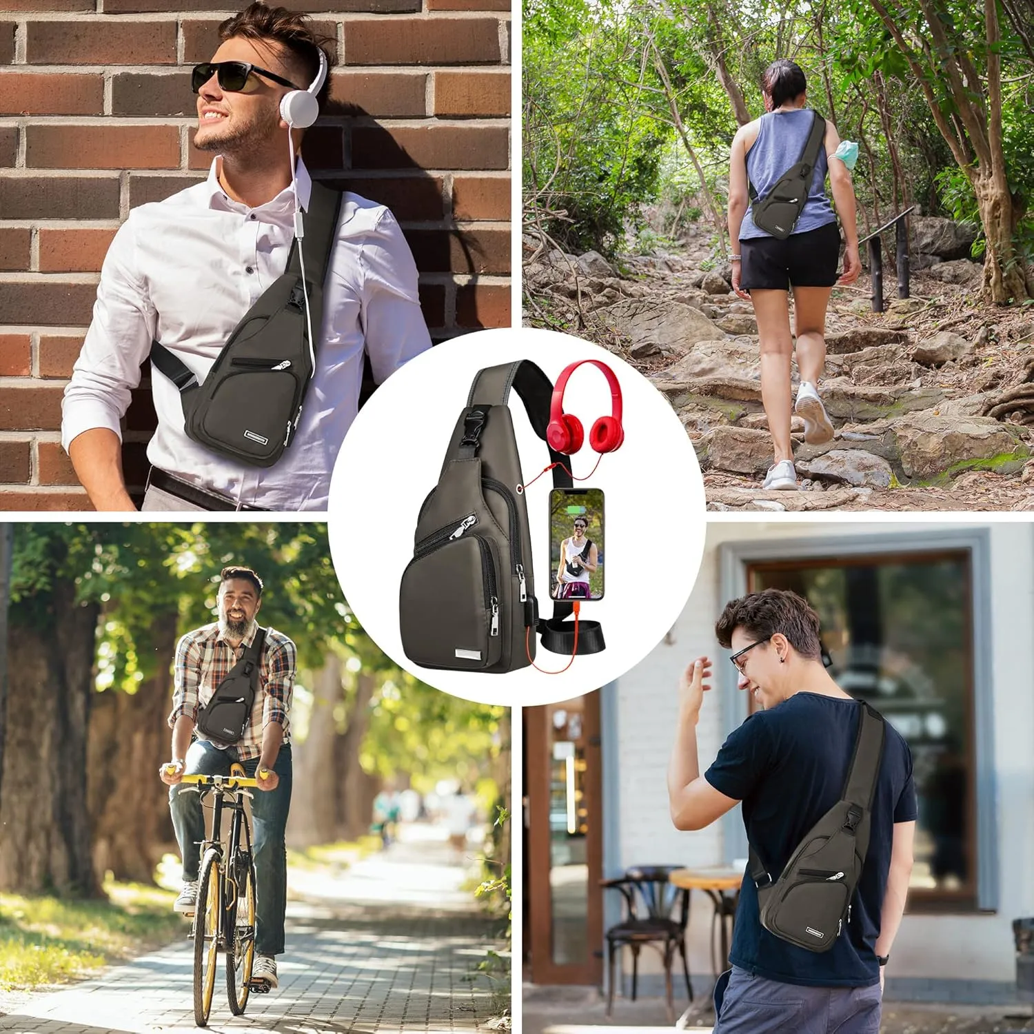 Waterproof Sling Bag Crossbody Backpack for Men Women Sling Backpack Hiking Daypack Multipurpose Cross Body Chest Bag