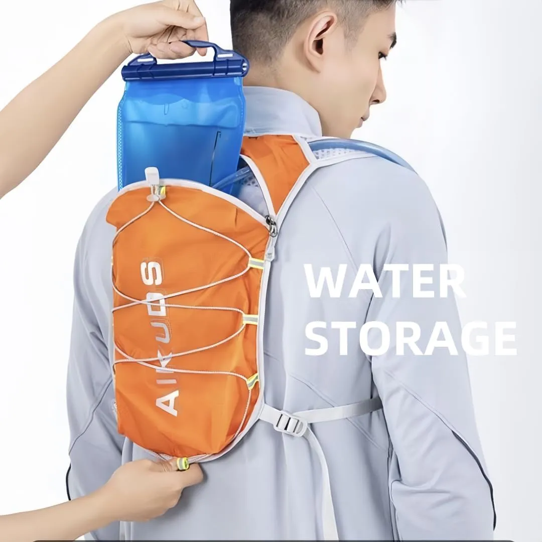 Waterproof Sports Backpack with Bladder for Trail Running, Cycling, Marathon, Outdoor Hiking, and Mountaineering (Grey)