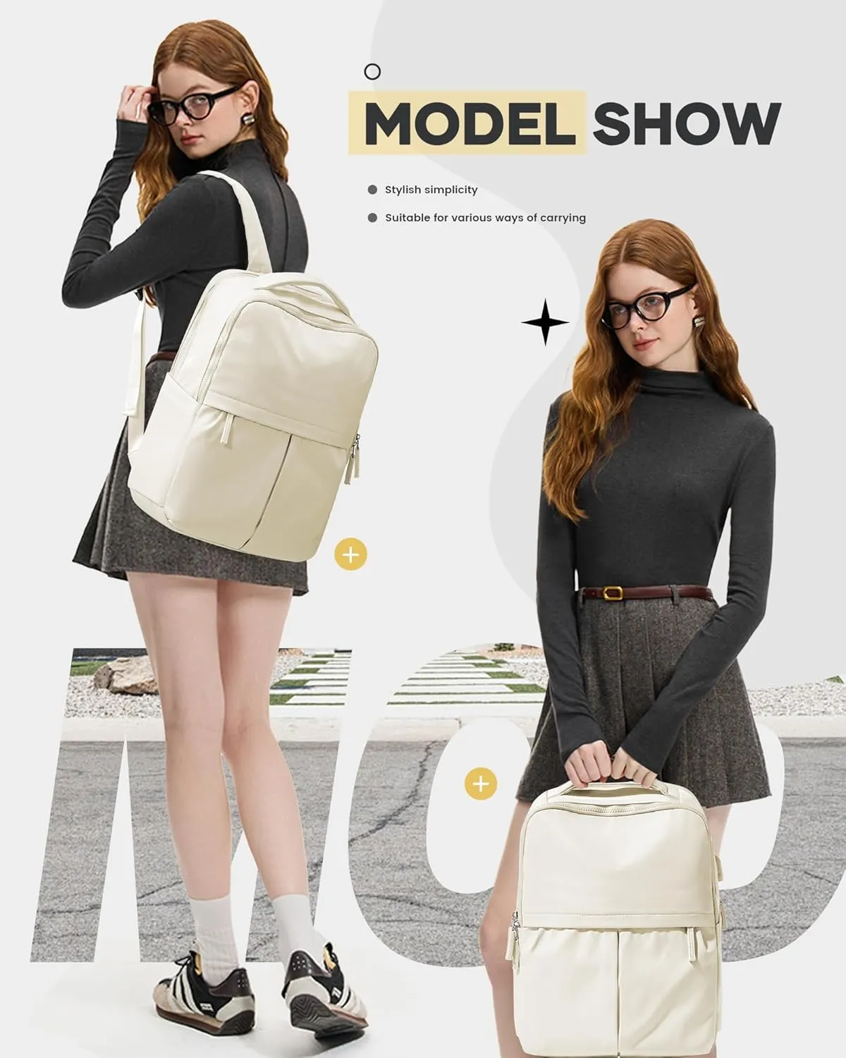 wepadre Beige Laptop Backpack For Women - Travel & Gym Aesthetic College Backpack With Laptop Compartment