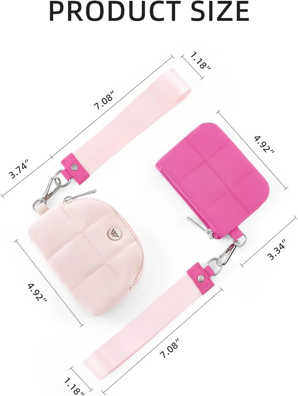 WESTBRONCO Mini Keychain Wristlet Wallets for Women Portable Dual Pouch Wristlet Detachable Quilted Nylon Coin Purse Pocket for Travel Sports Outdoors