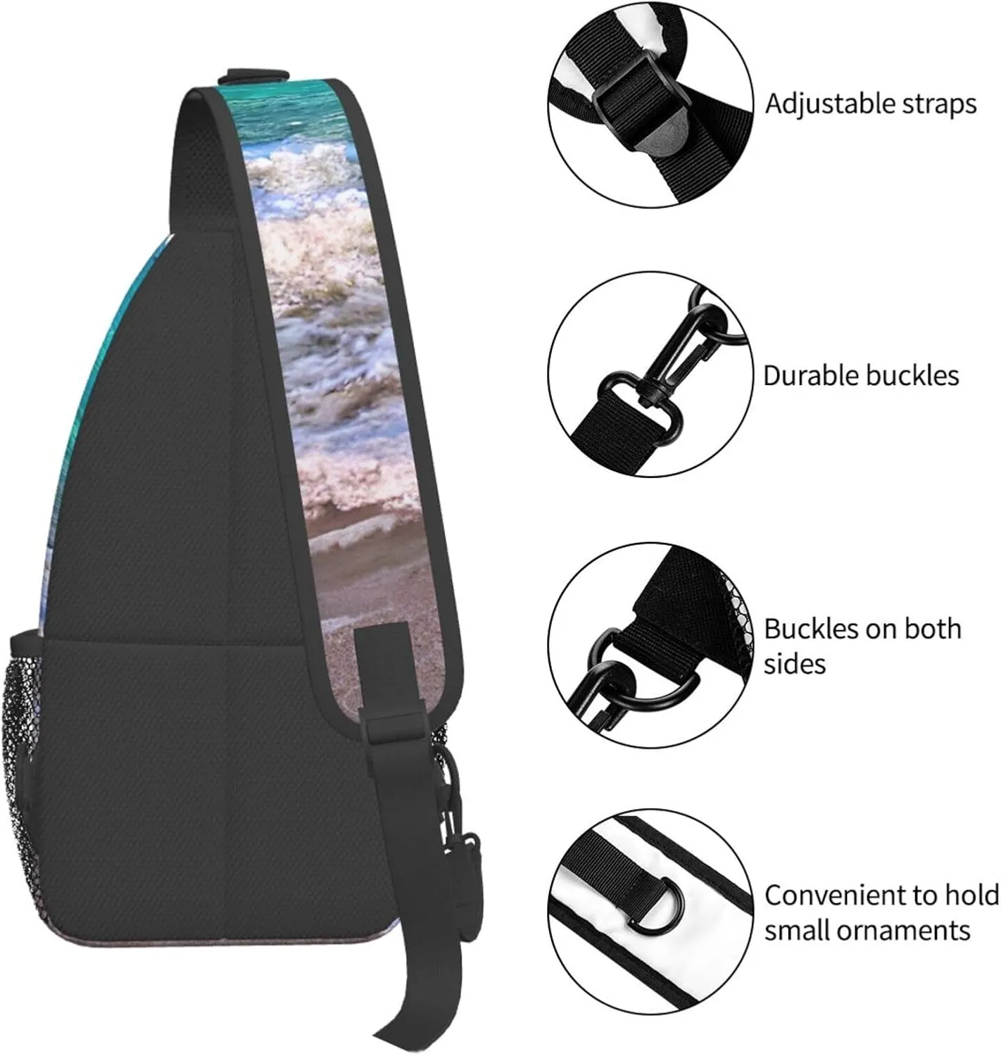 White Beach Tropical Sea High Storage Capacity Chest Bag Diagonally Sling Backpack Crossbody Shoulder Bag For Men Women