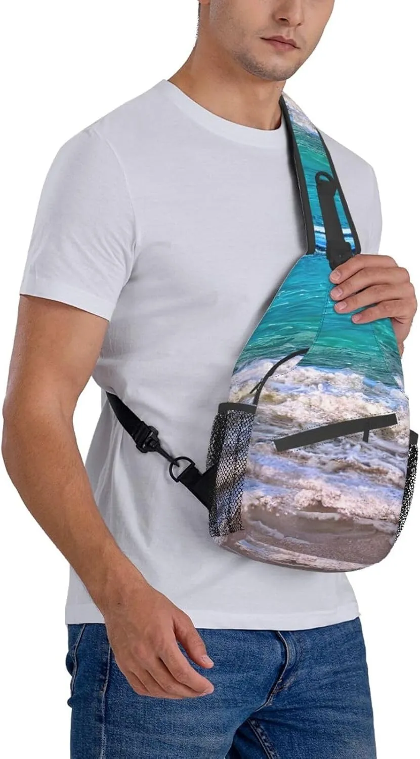 White Beach Tropical Sea High Storage Capacity Chest Bag Diagonally Sling Backpack Crossbody Shoulder Bag For Men Women
